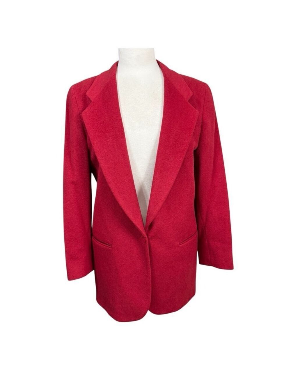 LL Bean womens red wool‎ cashmere blazer 10R vintage made in USA